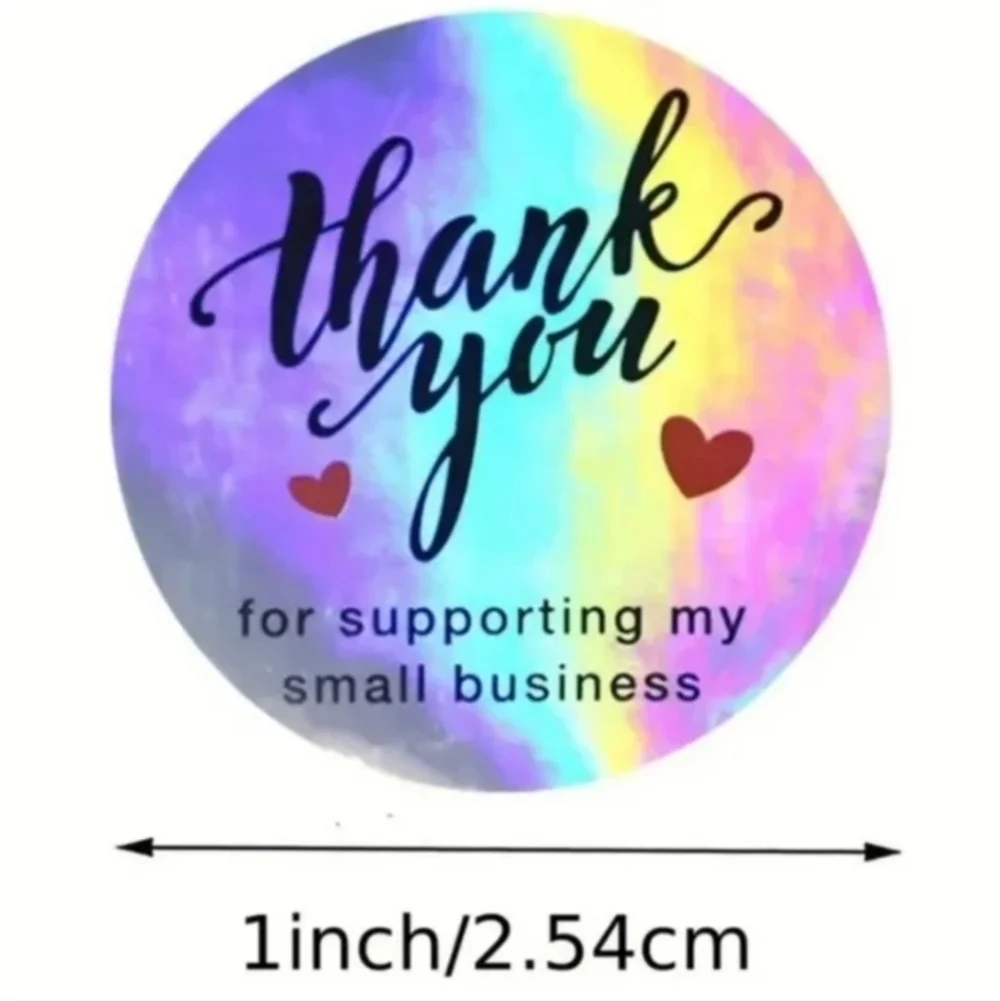 500 Pieces Roll Holographic Thank You Stickers